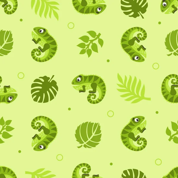 İguanalar ve palm ile Seamless modeli bırakır. Çizgi film arka plan. Vektör çizim.
