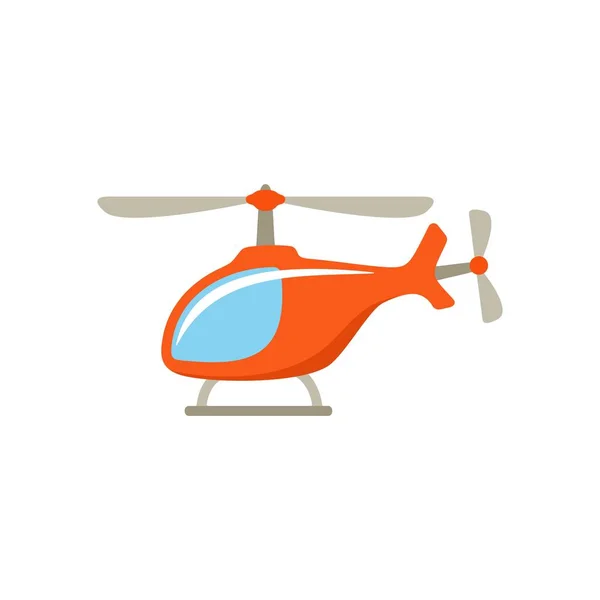 Orange Cartoon Helicopter White Background Isolated Object Illustration Child Flat — Stock Vector