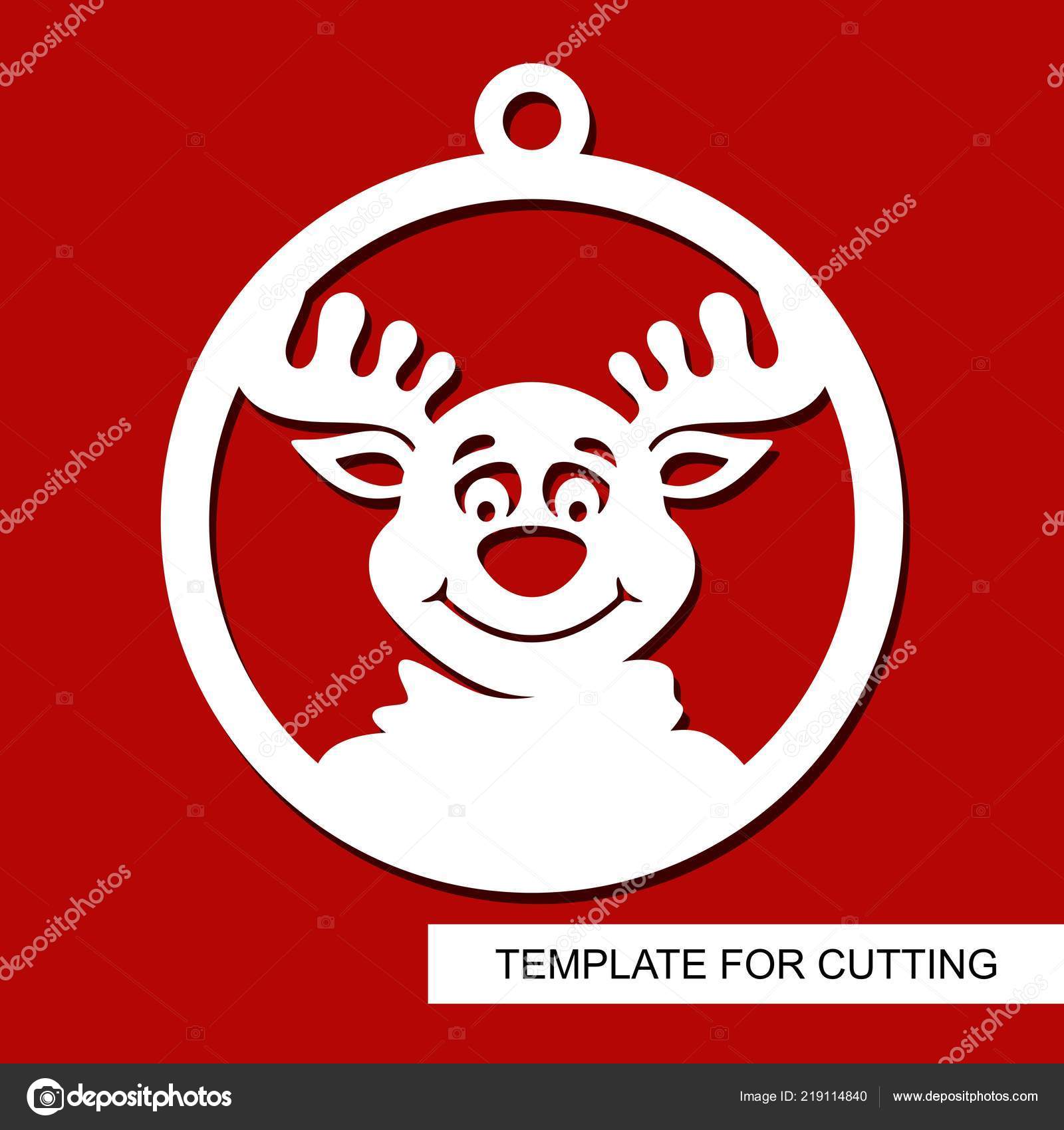 Reindeer Face / Merry Christmas Round Stencil