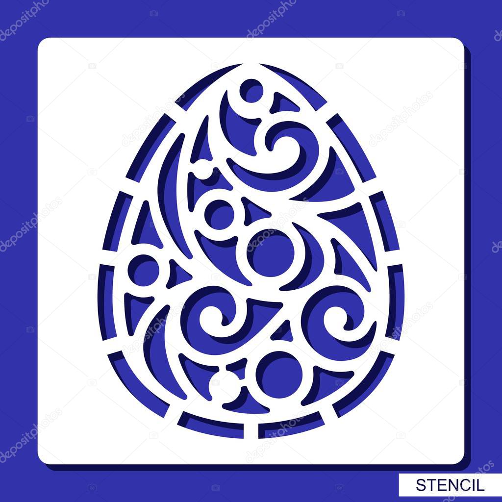 Stencil - decorative Easter Egg. Template for laser cutting, wood carving, paper cut and printing. Vector illustration.