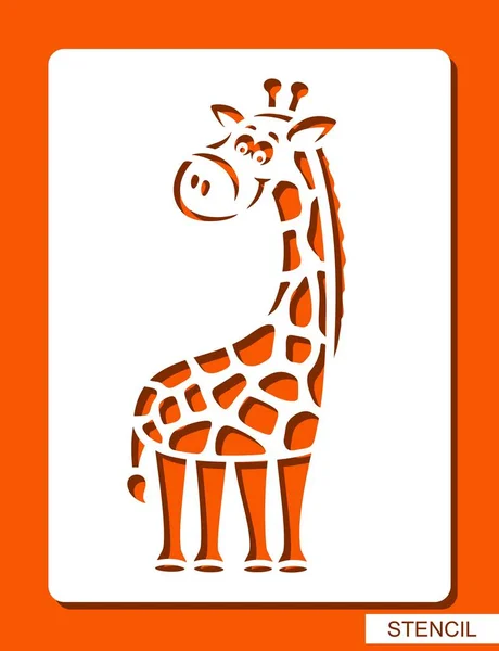 Cute Cheerful Giraffe Stencil Children White Object Orange Background Artoon — Stock Vector