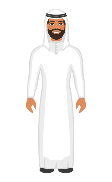 Arabian Man Personaje Dibujos Animados Aislado Sobre Fondo Blanco Estilo — Vector de stock