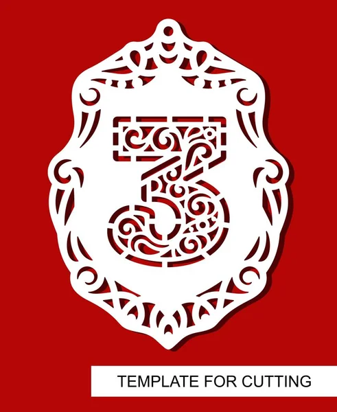 Celebracja Flaga Partii Numerem Trzy Świąteczna Dekoracja Rzeźbione Wzór Ażurowy — Wektor stockowy