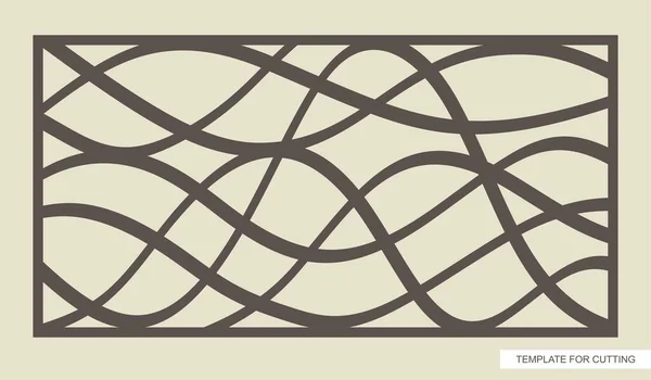 Rectangular Panel Abstract Modern Wavy Lines Pattern Template Laser Cutting — Stock Vector