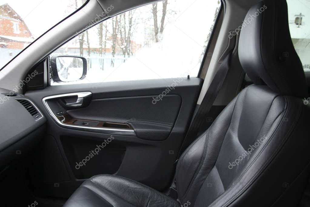 The passenger seat in the car, chair with headrest