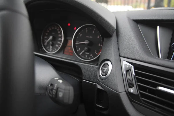 Botão Start Stop Painel Controle Interior Dos Carros — Fotografia de Stock
