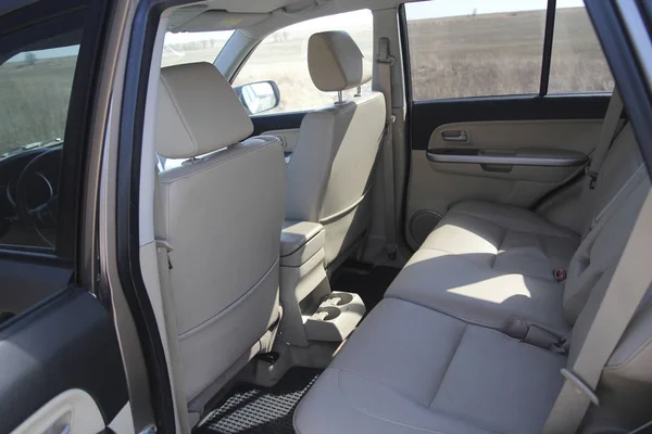 White interior of a car, white seat