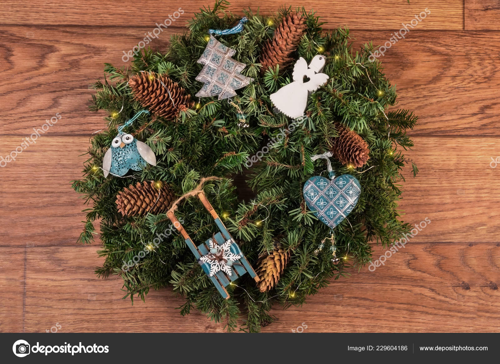 Vintage Metal Wooden Christmas Decorations Luminous Garland
