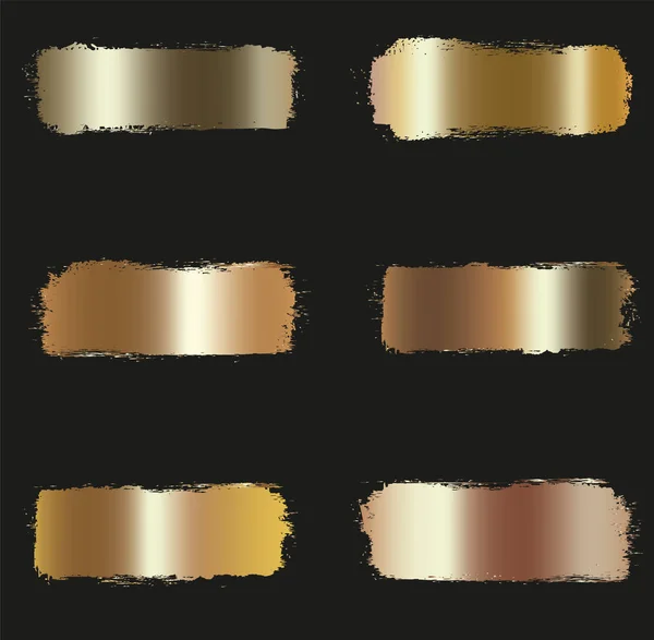 Uppsättning Vektor Guld Penseldrag Gyllene Färgstreck — Stock vektor