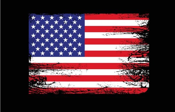 Grunge Usa Flag Black Background High Resolution — 스톡 벡터