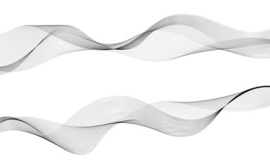 Siyah çizgiler dalgası. Saydam arka plan üzerinde soyut dalgalı şeritler.