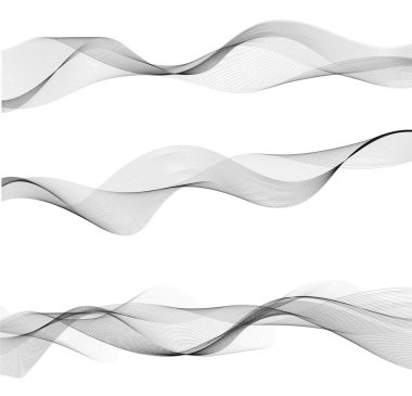 Siyah çizgiler dalgası. Saydam arka plan üzerinde soyut dalgalı şeritler.