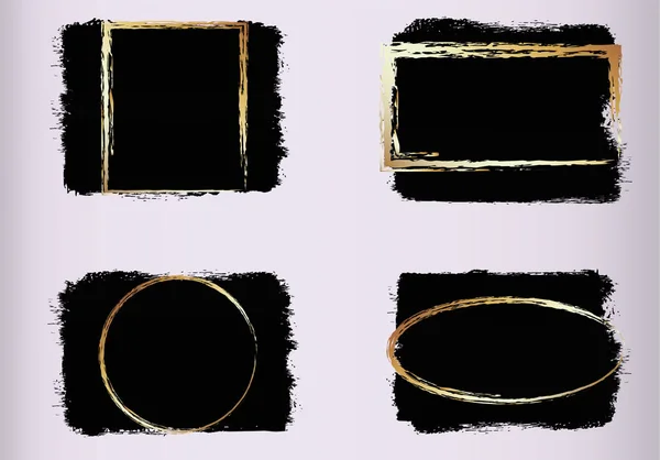 Conjunto Pintura Negra Trazo Pincel Elemento Diseño Sucio Con Lugar — Foto de Stock