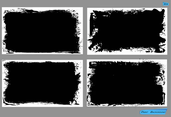 Készlet Fekete Festék Ecset Ecsetvonása Piszkos Design Elem Helyére Szöveg — Stock Fotó