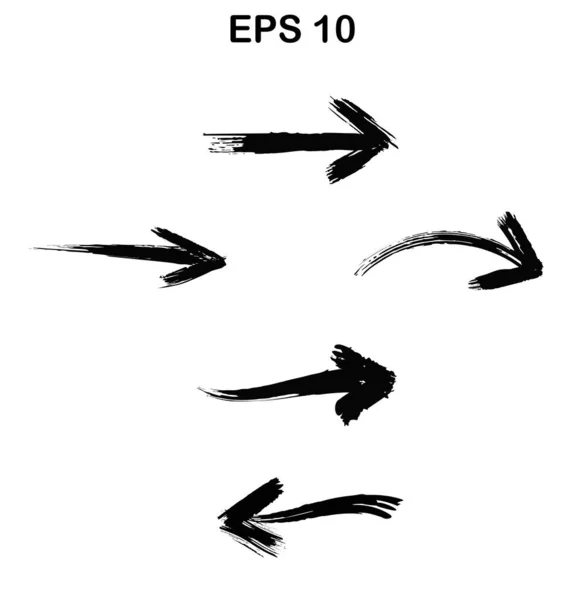 Grunge Diferentes Flechas Suciedad Establecidas Sobre Fondo Transparente — Vector de stock