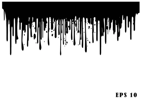 Fekete Csöpögő Tinta Festett Olaj Csöpög Folyadék Csepp Művészet Piszkos — Stock Vector