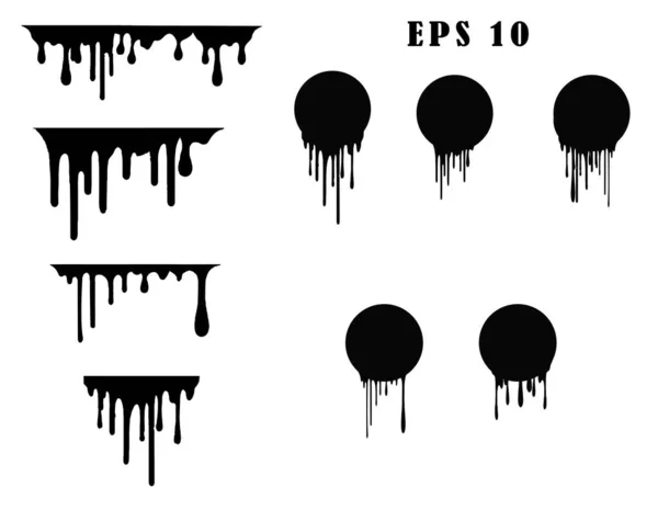 Černý Kapající Inkoust Malovaný Olej Kapky Tekutiny Umění Chaotické Barvy — Stockový vektor