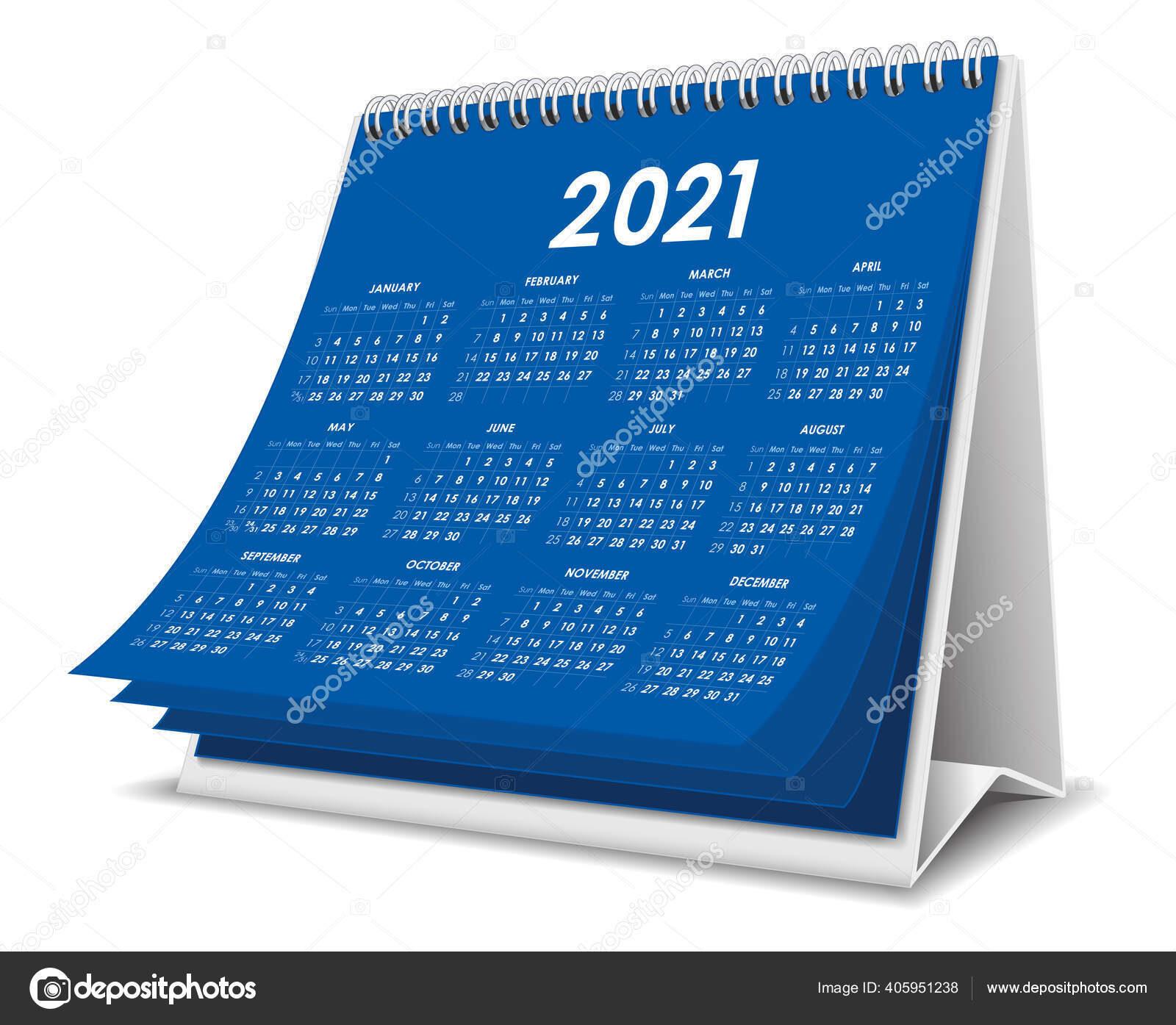 Vector Desktop Calendar 2021 Blue Color Isolated White Background Stock Vector C Benjaminet 405951238 3d kalender 2021