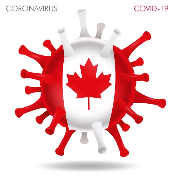 Illustrazione Vettoriale Della Forma Del Virus Della Bandiera Canadese Isolata — Vettoriale Stock