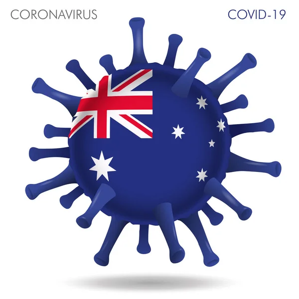 白い背景に隔離されたオーストラリアの国旗ウイルスの形のベクターイラスト — ストックベクタ