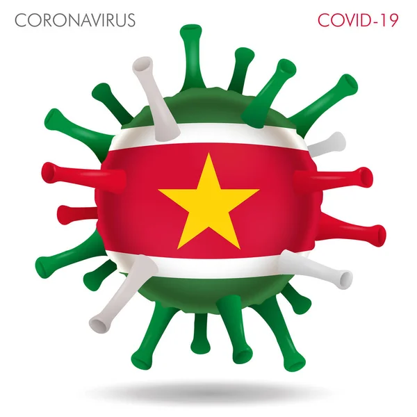 Ilustración Vectorial Forma Del Virus Bandera Surinam Aislado Fondo Blanco — Archivo Imágenes Vectoriales