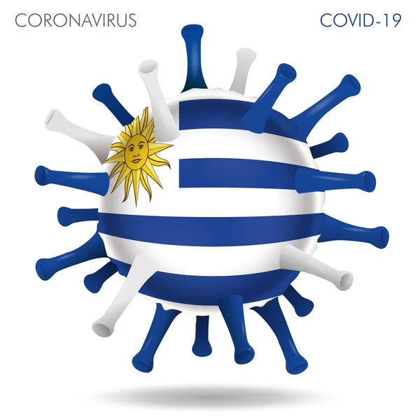 Vector Illustratie Van Uruguay Vlag Virus Vorm Geïsoleerd Witte Achtergrond — Stockvector