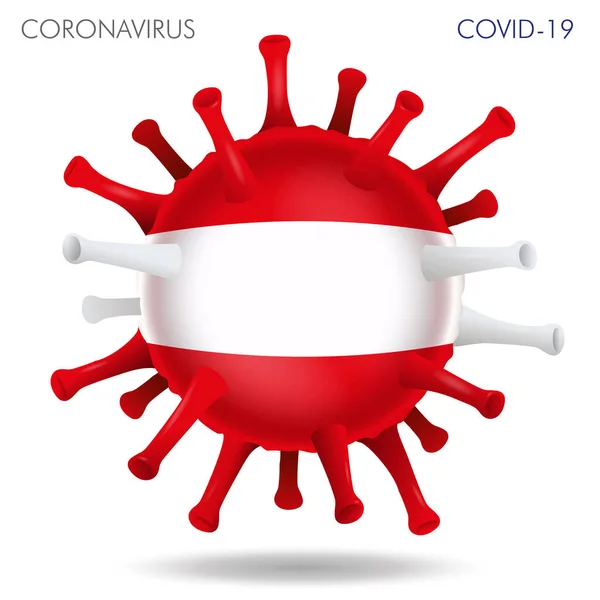 Vektor Illustration Österrike Flagga Virus Form Isolerad Vit Bakgrund — Stock vektor