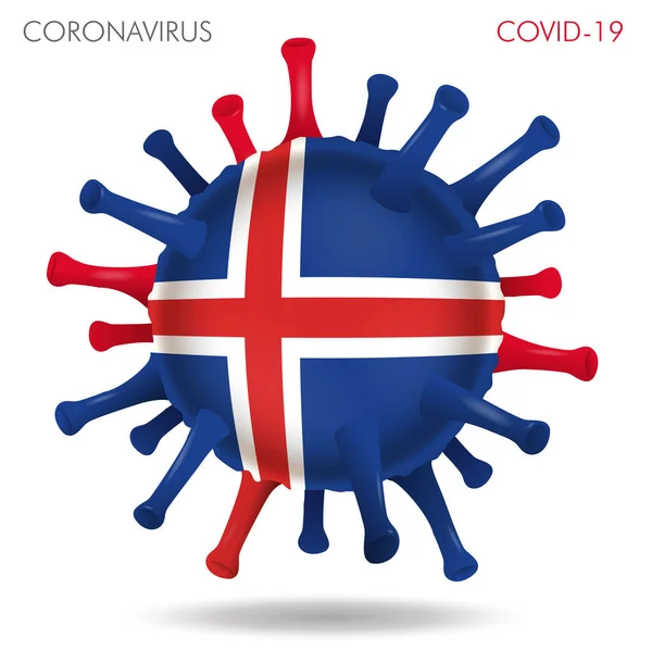 Ilustração Vetorial Forma Vírus Bandeira Islândia Isolado Fundo Branco —  Vetores de Stock