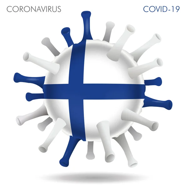 Illustration Vectorielle Forme Virus Drapeau Finlandais Isolé Fond Blanc — Image vectorielle