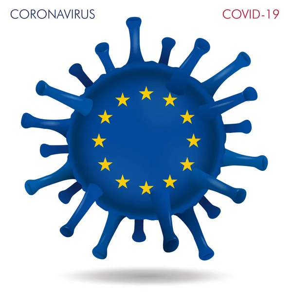 Vector Illustratie Van Europa Vlag Virus Vorm Geïsoleerd Witte Achtergrond — Stockvector