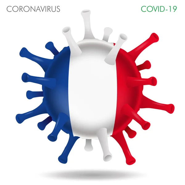 Ilustração Vetorial Forma Vírus Bandeira França Isolado Fundo Branco —  Vetores de Stock