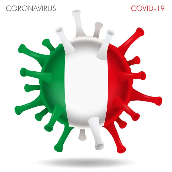 Ilustración Vectorial Forma Del Virus Bandera Italia Aislado Fondo Blanco — Archivo Imágenes Vectoriales