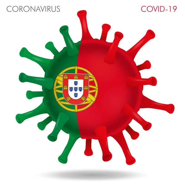 Ilustración Vectorial Forma Del Virus Bandera Portugal Aislado Fondo Blanco — Archivo Imágenes Vectoriales