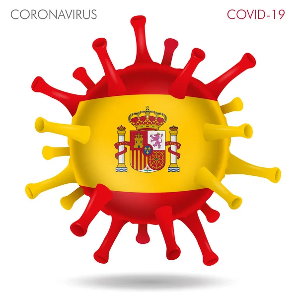 Ilustración Vectorial Forma Del Virus Bandera España Aislado Fondo Blanco — Archivo Imágenes Vectoriales