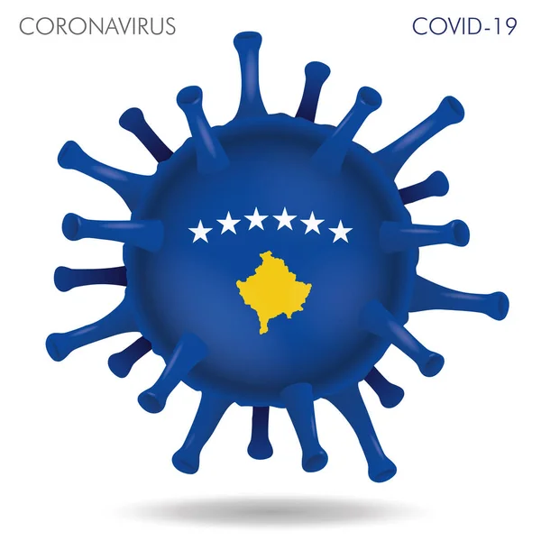 Vector Illustratie Van Kosovo Vlag Virus Vorm Geïsoleerd Witte Achtergrond — Stockvector