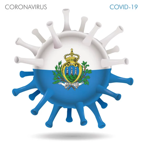 Illustrazione Vettoriale Della Forma Del Virus Della Bandiera Sammarinese Isolato — Vettoriale Stock