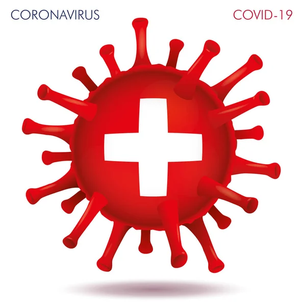 Vektor Illustration Switzerland Flagga Virus Form Isolerad Vit Bakgrund — Stock vektor