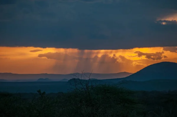 Großer Sonnenuntergang Kenia Afrika — Stockfoto