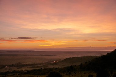 Kenya Afrika'daki güzel gün batımı