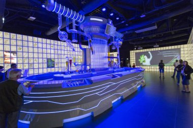 Milan, İtalya - 30 Mayıs: Expo, evrensel Fuar temalı gıda 30 Mayıs 2015 Milano, Rusya pavilion iç