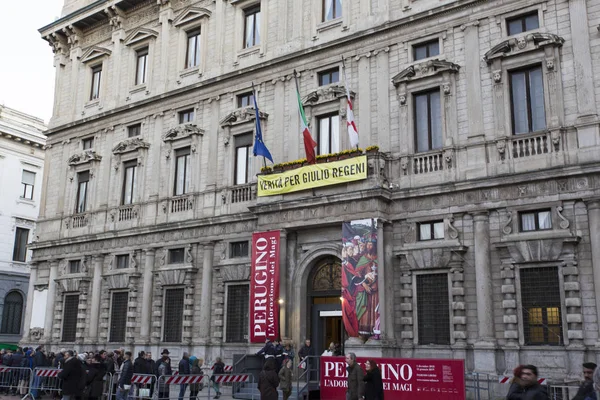 Milan Italië December 2018 Wachtrij Voor Palazzo Marino Milaan Mensen — Stockfoto