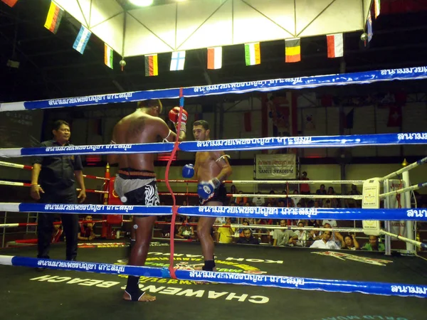 Самуи Таиланд Апреля 2013 Года Бокс Ринг Бойцами — стоковое фото