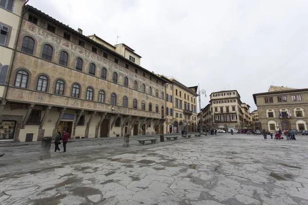 Florencie Itálie Února 2018 Piazza Santa Croce Florencii Mnoha Turistů — Stock fotografie