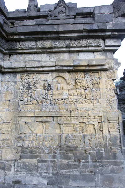 Templo Borobudur Esculpiu Detalhes Pedra Indonésia — Fotografia de Stock