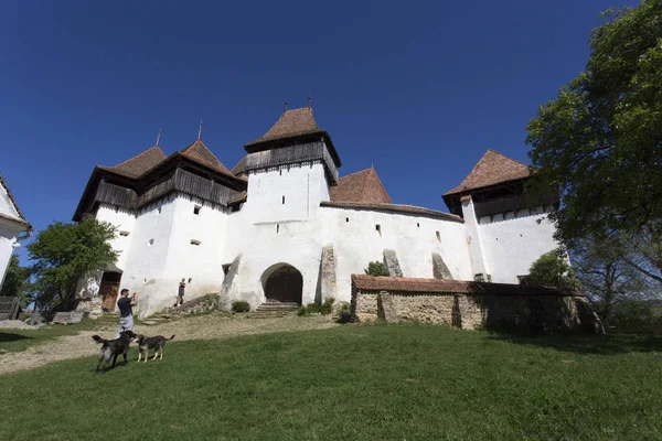 Viscri opevněné město zobrazit — Stock fotografie