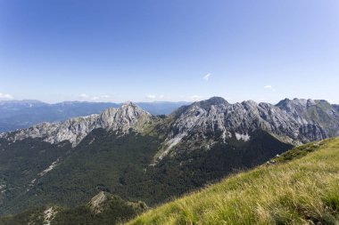 Monte Sagro 'dan Alpi Apuane görünümü