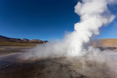 Şili 'deki el tatio gayzerinde sabahın erken saatlerinde
