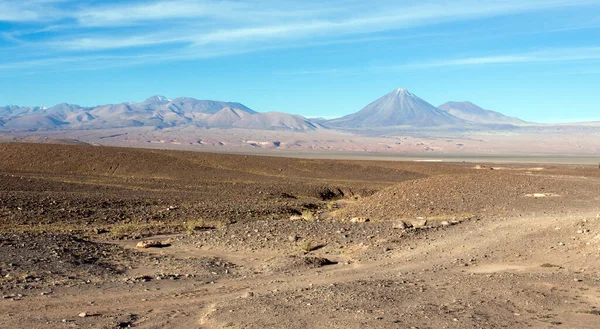 Pohled Poušť Atacama Sopkou Licancabur Chile — Stock fotografie