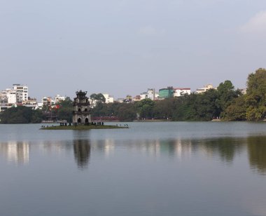 Hanoi, Vietnam - 25 Aralık 2016: Hanoi 'deki Thap Rua manzarası
