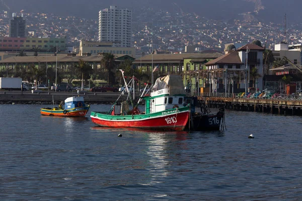 Antofagasta Chile Augusti 2019 Över Antofagastas Hamn Med Små Båtar — Stockfoto